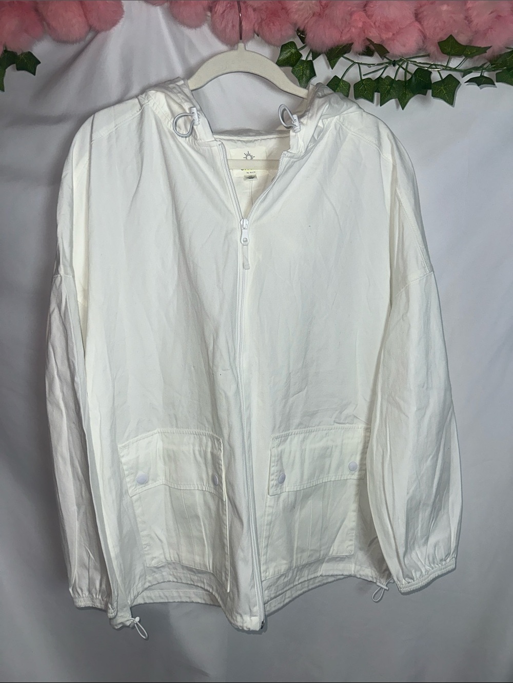 aerie White OFFLINE Hooded Zip Jacket